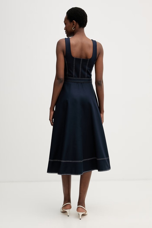 Odjeća Tommy Hilfiger haljina A-kroja s pamukom WW0WW51147 mornarsko plava