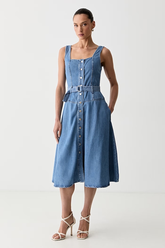 Morgan sukienka rozkloszowana jeansowa RABLAI 261.RABLAI niebieski AW26