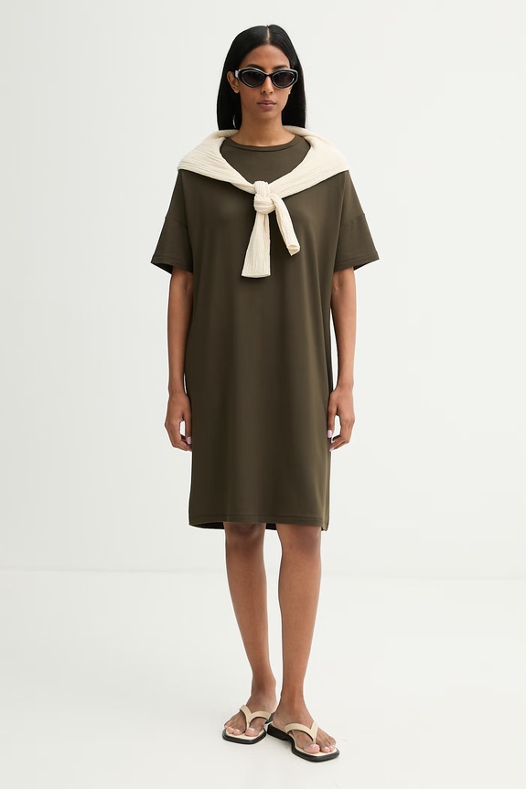 Marc O'Polo sukienka oversize z modalu 5000014399 zielony AW26