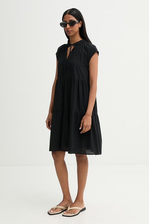 Marc O'Polo sukienka babydoll bawełniana 5000014330 czarny AW26