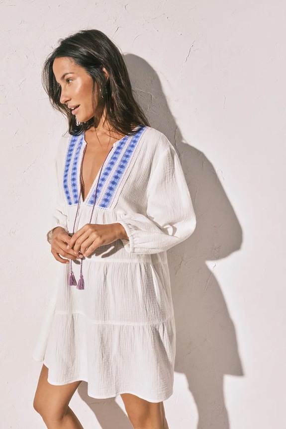 women'secret φόρεμα καλοκαιρινό βαμβακερό λευκό 5543729