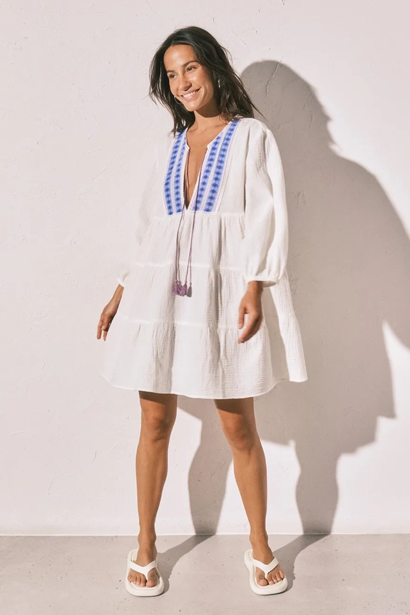 women'secret φόρεμα καλοκαιρινό βαμβακερό 5543729 λευκό AW26