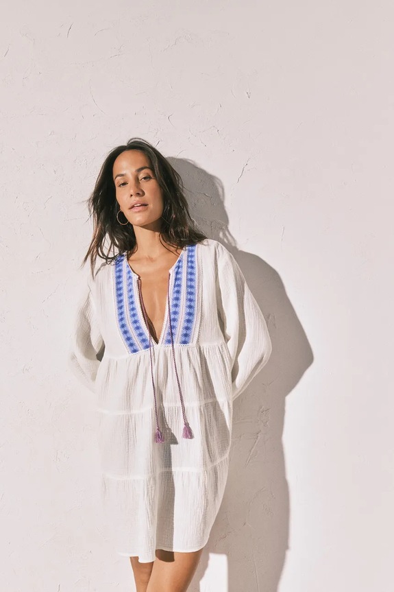 women'secret φόρεμα καλοκαιρινό βαμβακερό λευκό 5543729