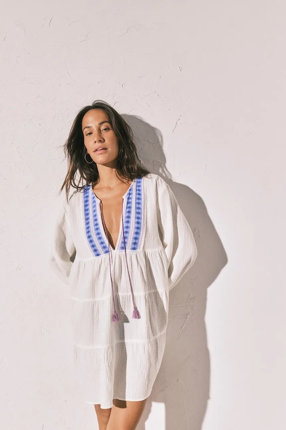 women'secret φόρεμα καλοκαιρινό βαμβακερό λευκό 5543729