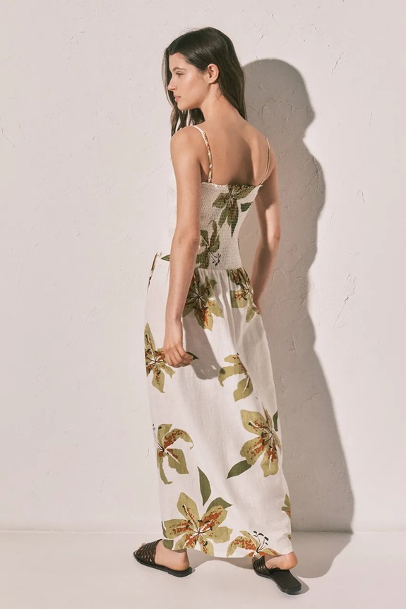 women'secret καλοκαιρινό φόρεμα βαμβακερό με ελαστάν 4923674 μπεζ AW26