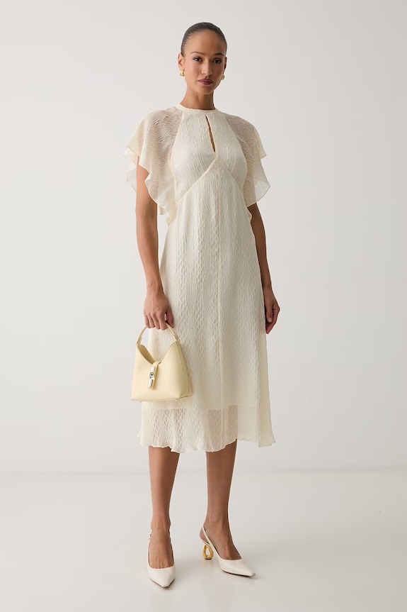 BOSS letní šaty Dacope 50563780 béžová AW26