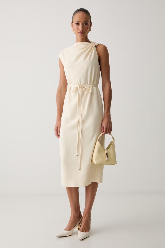 BOSS сукня віскозна Dannea 50563778 бежевий AW26
