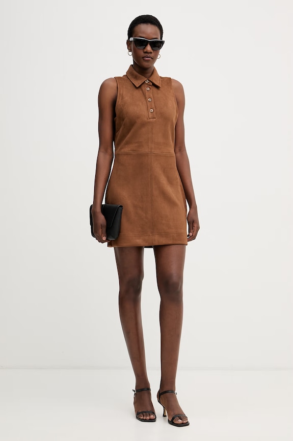 DKNY šaty s rozšíreným strihom DJ6D9265 hnedá AW26