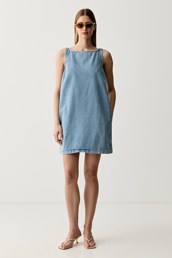 Calvin Klein Jeans šaty rifľové LV047G730G modrá AW26