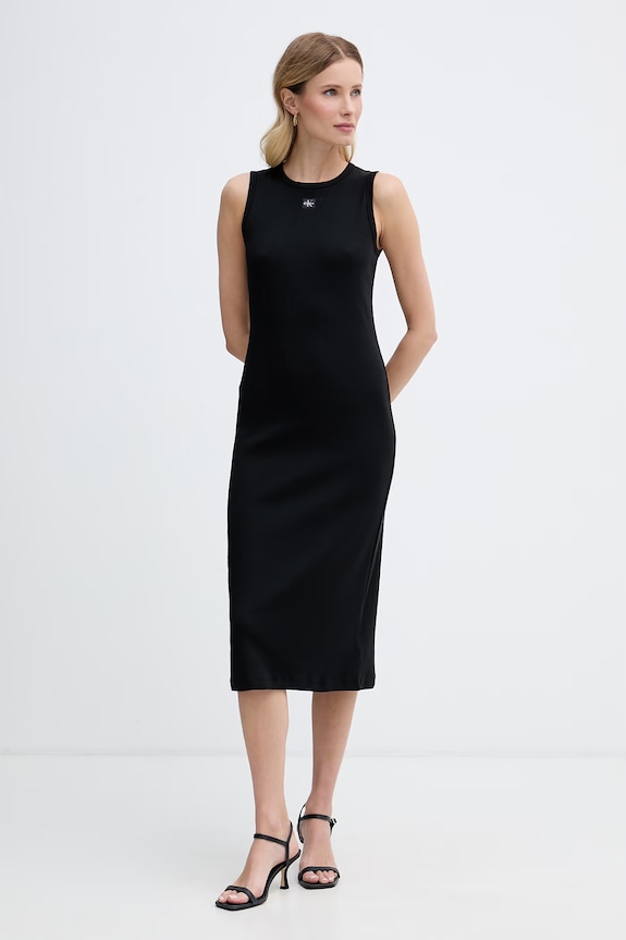Calvin Klein Jeans φόρεμα από βαμβάκι με ελαστάν μαύρο LV047G209G