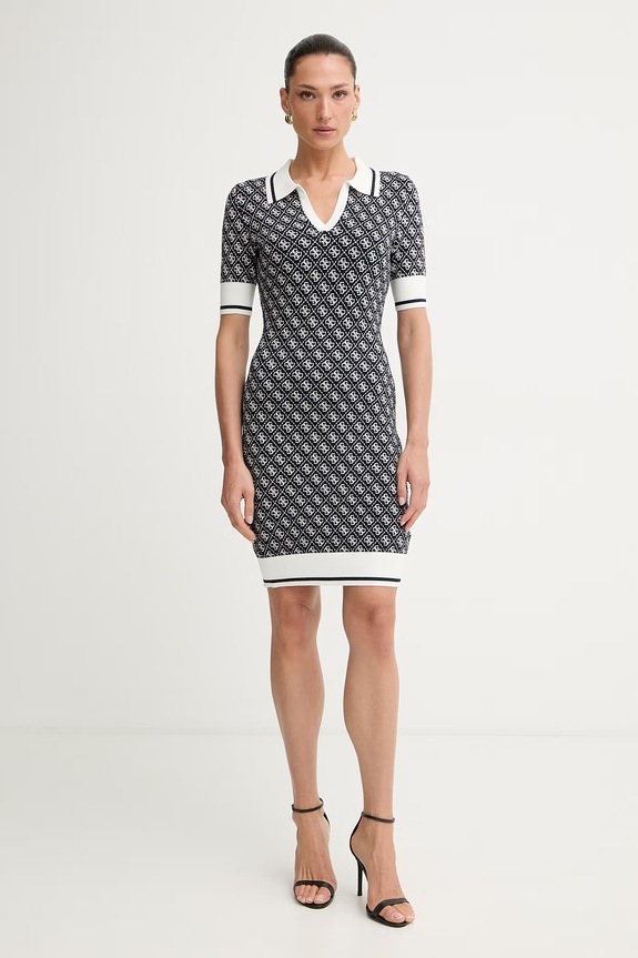 Guess рокля с вискоза LISE тъмносин W6YK32.Z0963