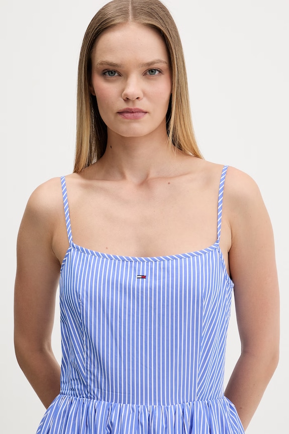 Tommy Jeans sukienka letnia bawełniana niebieski DW0DW23061