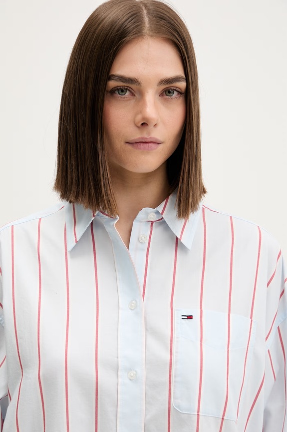 Tommy Jeans haljina u stilu košulje od pamuka plava DW0DW22901