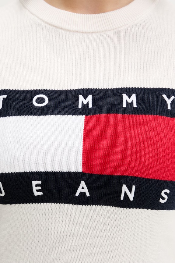 Tommy Jeans svetrové šaty bavlnené DW0DW22853 béžová