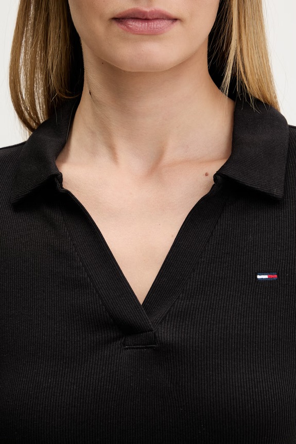 Tommy Jeans sukienka rozkloszowana bawełniana z elastanem DW0DW22845 czarny