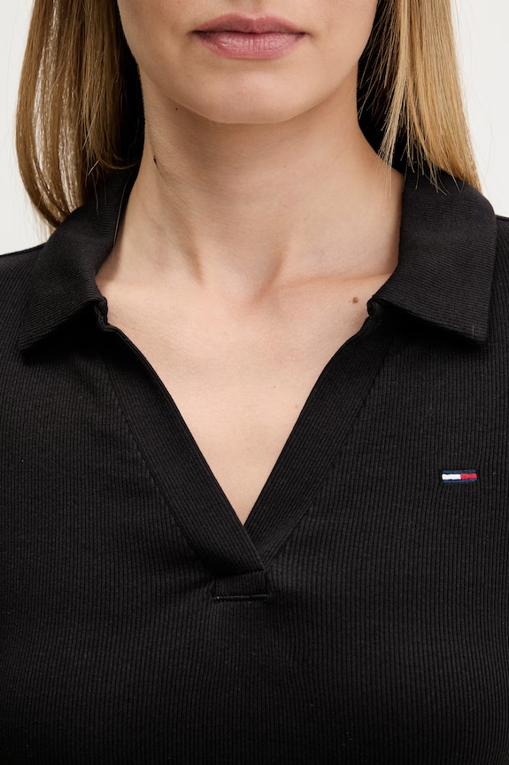Tommy Jeans sukienka rozkloszowana bawełniana z elastanem DW0DW22845 czarny