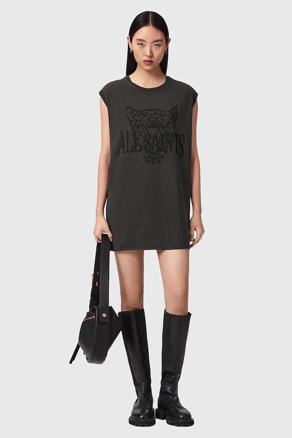 AllSaints rochie din bumbac WILD gri W196DE
