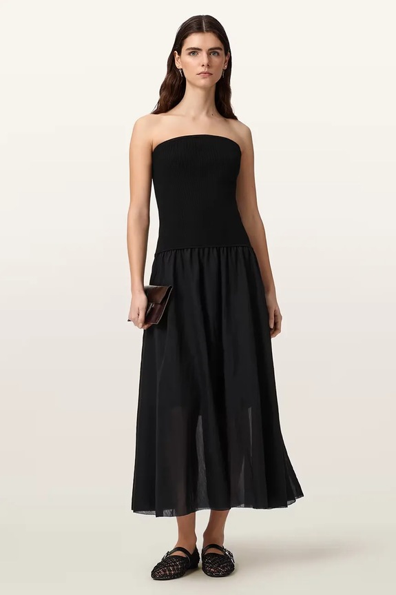 AllSaints sukienka bodycon z wiskozą TEGAN czarny W183DE