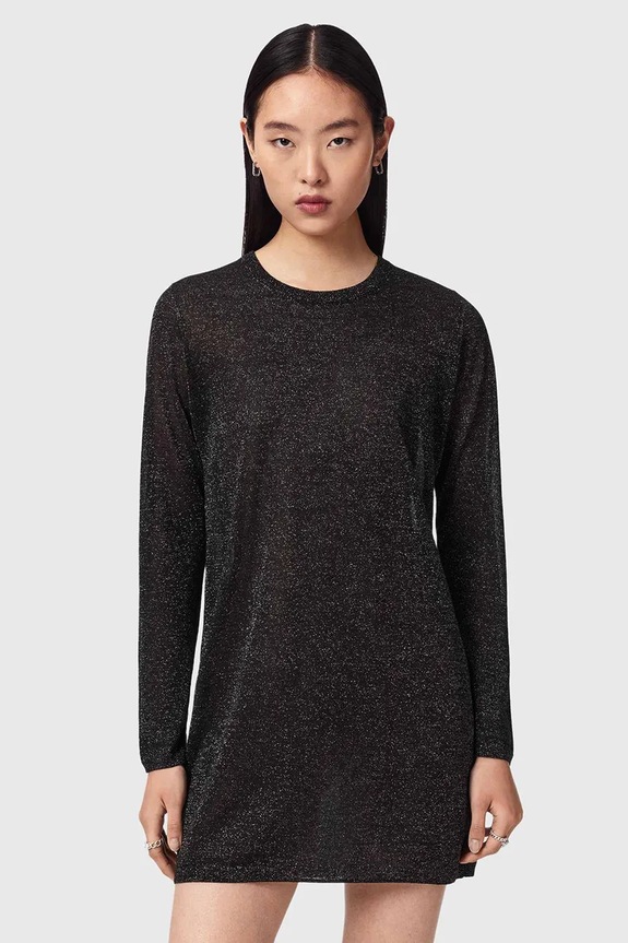 AllSaints sukienka z wiskozą TILLII czarny W176DE