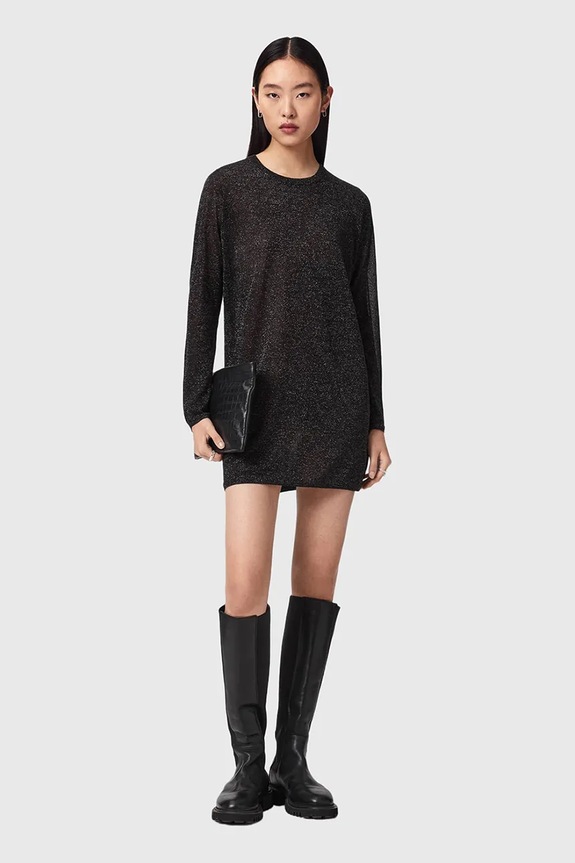 AllSaints sukienka z wiskozą TILLII W176DE czarny AW26