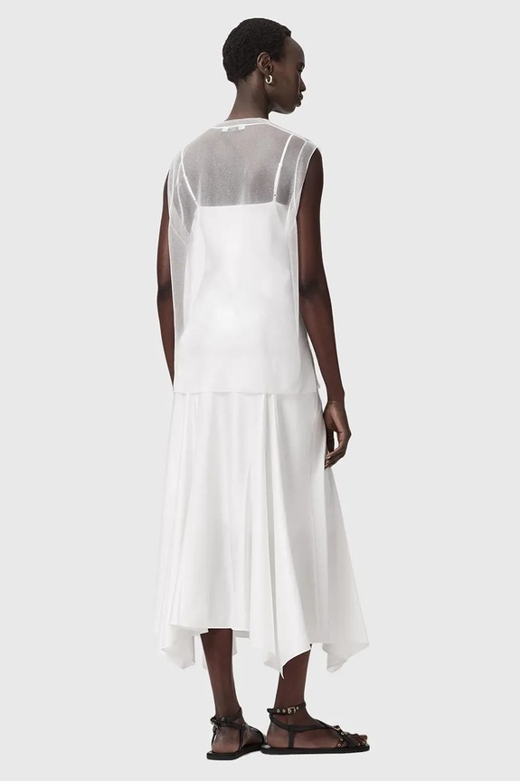 AllSaints rochie din denim AVA W167DE alb AW26