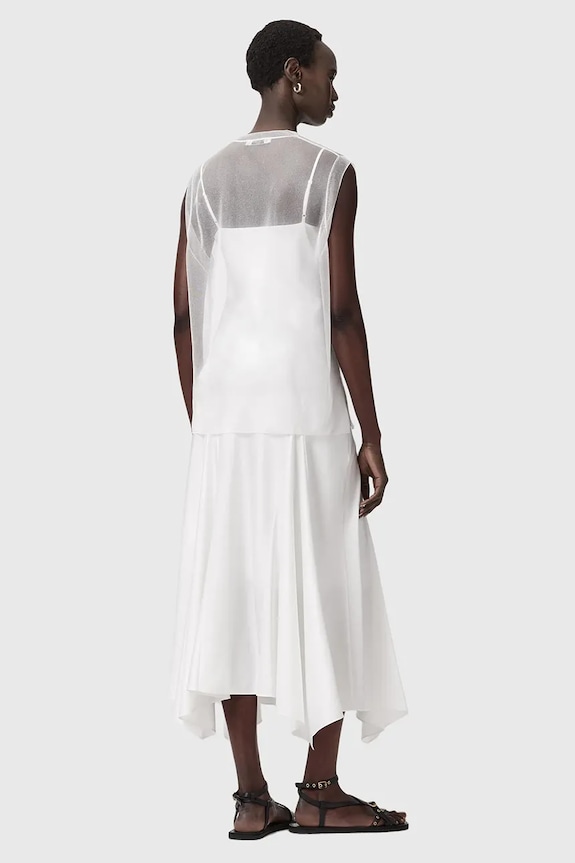 AllSaints rochie din denim AVA W167DE alb AW26