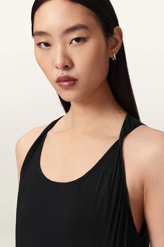 AllSaints sukienka asymetryczna z wiskozy DORINA W153DE czarny