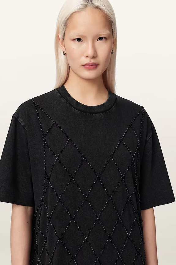 AllSaints oversized φόρεμα βαμβακερό DARCY W038DF μαύρο
