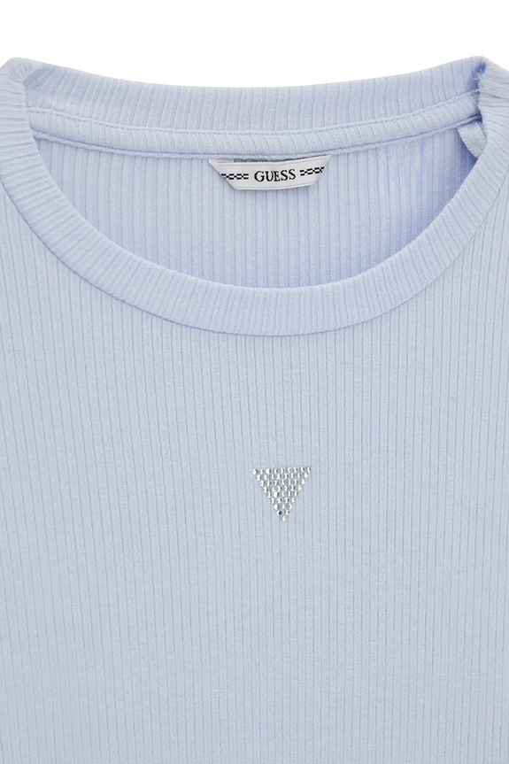 Dievča Guess priliehavé šaty s viskózou J6YK22.K5179.9BY2 modrá