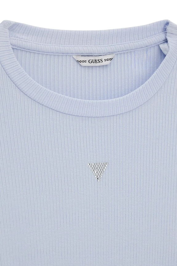Dievča Guess priliehavé šaty s viskózou J6YK22.K5179.9BY2 modrá