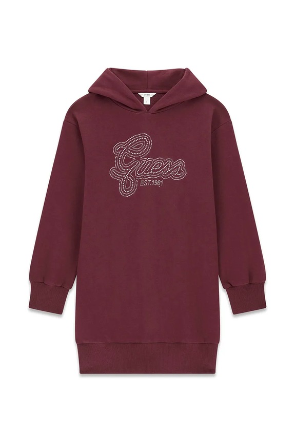 Guess šaty bavlněné burgundské J6YK07.K3959.9BY2