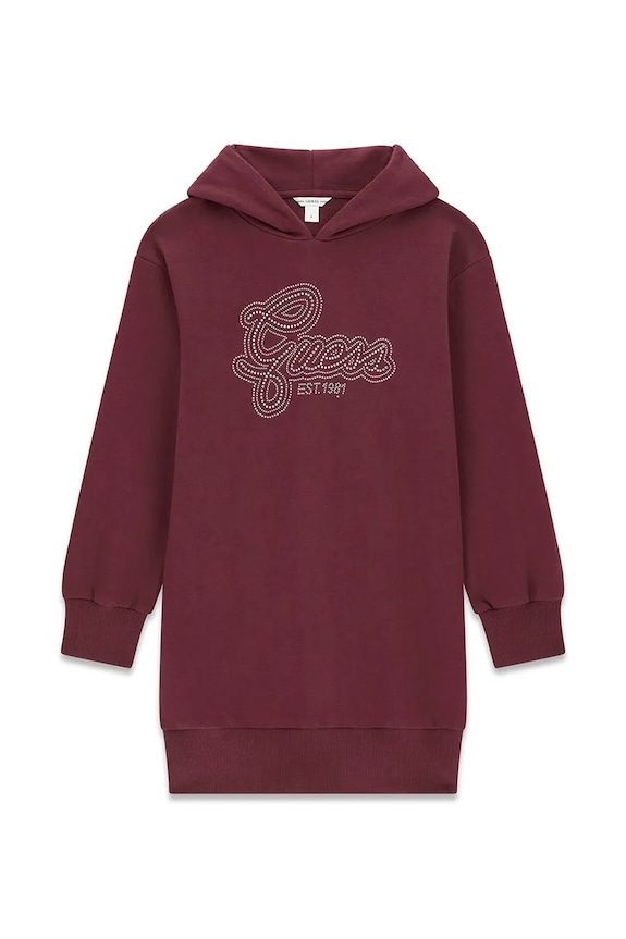 Guess šaty bavlněné burgundské J6YK07.K3959.9BY2