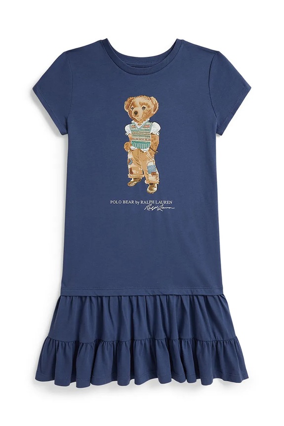 Polo Ralph Lauren φόρεμα flared βαμβακερό σκούρο μπλε 313B20040001