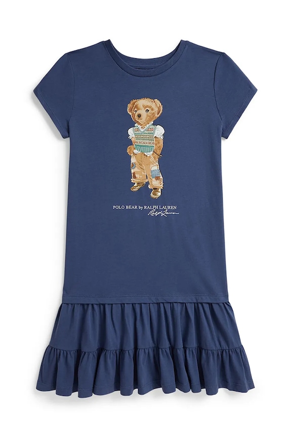 Polo Ralph Lauren φόρεμα flared βαμβακερό σκούρο μπλε 313B20040001