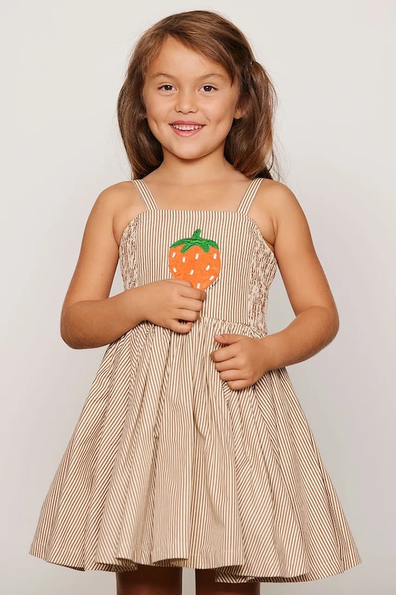 Mini Rodini расклешенное платье из хлопка Poplin 26650101