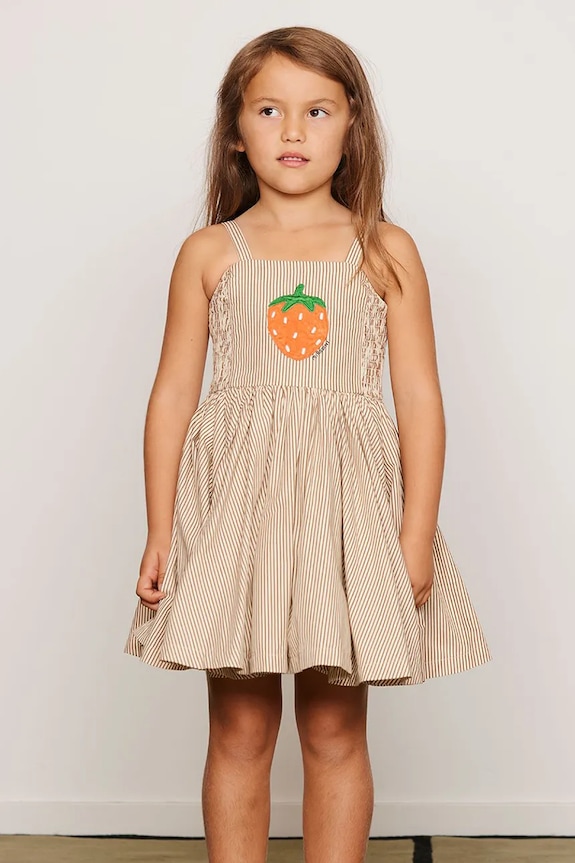 Mini Rodini расклешенное платье из хлопка Poplin 26650101