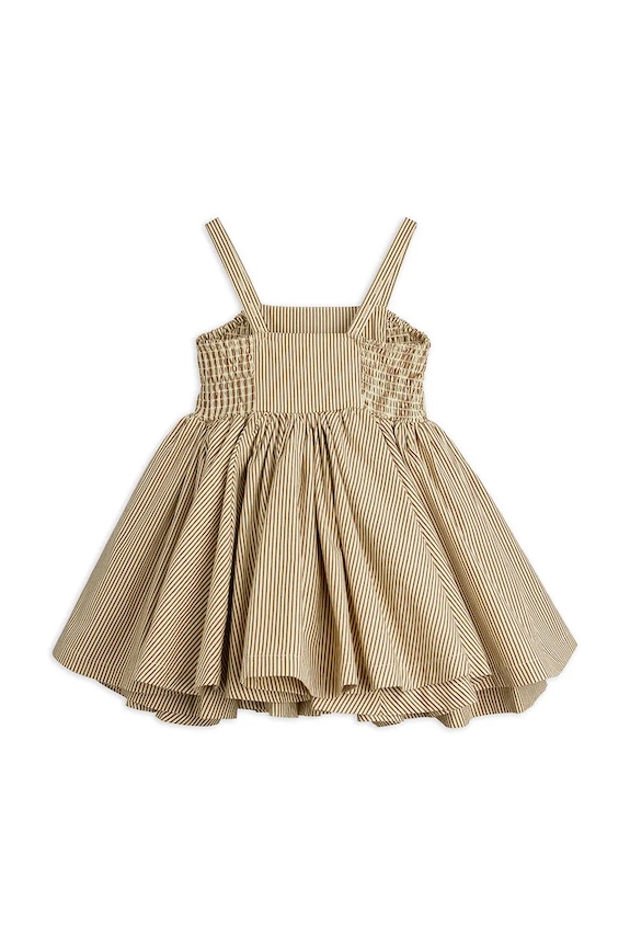 Девочка Mini Rodini расклешенное платье из хлопка Poplin 26650101 бежевый