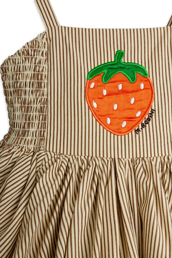 Mini Rodini расклешенное платье из хлопка Poplin бежевый 26650101