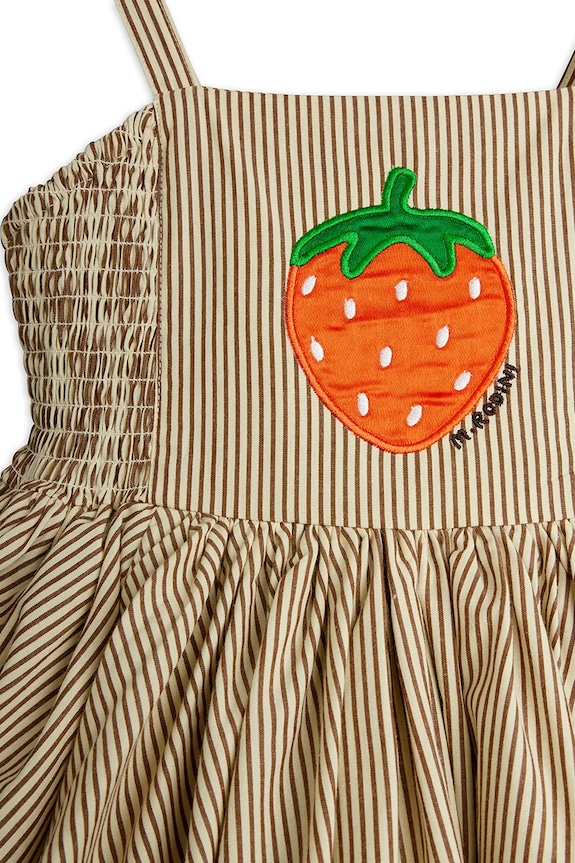 Mini Rodini расклешенное платье из хлопка Poplin бежевый 26650101