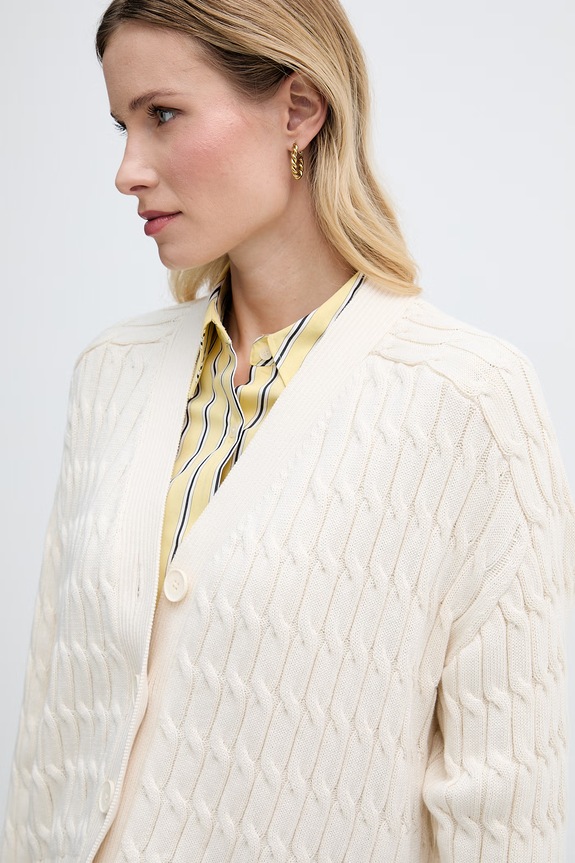 Tommy Hilfiger kardigan damski bawełniany beżowy WW0WW50078