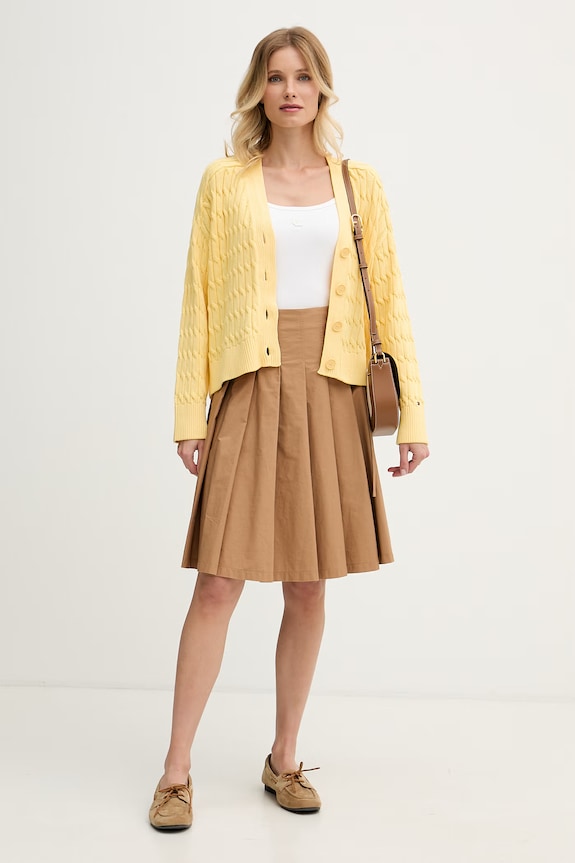 Tommy Hilfiger kardigan damski bawełniany WW0WW50078 żółty AW26