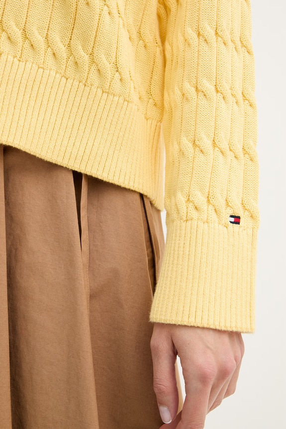 Tommy Hilfiger kardigan damski bawełniany WW0WW50078 żółty