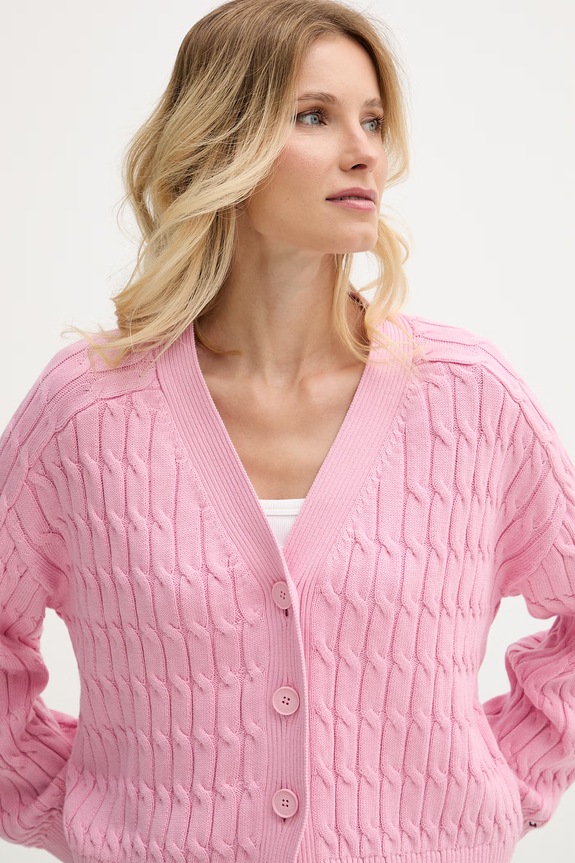 Tommy Hilfiger kardigan damski bawełniany różowy WW0WW50078