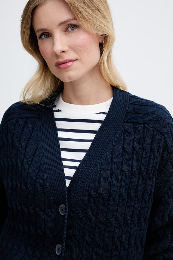 Tommy Hilfiger kardigan damski bawełniany granatowy WW0WW50078