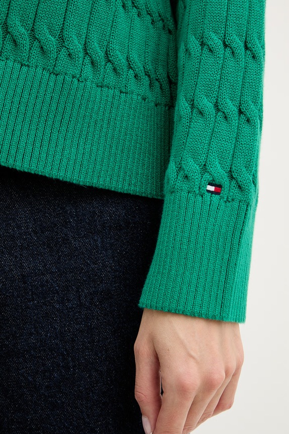 Tommy Hilfiger kardigan damski bawełniany WW0WW50078 zielony