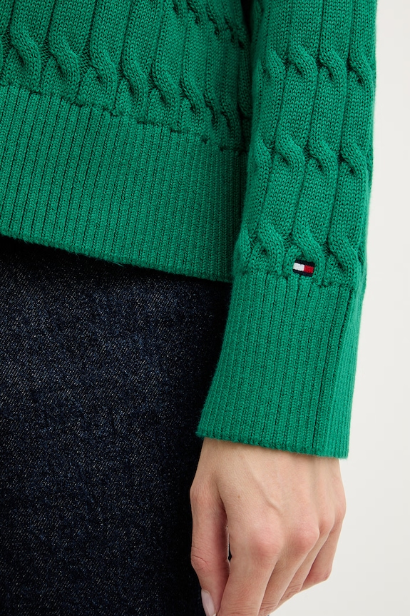 Tommy Hilfiger kardigan za žene od pamuka WW0WW50078 zelena
