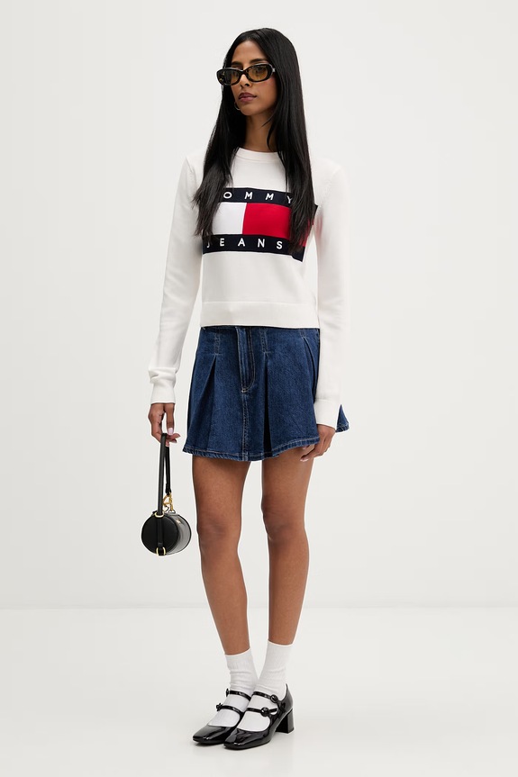 Tommy Jeans svetr dámský bavlněný DW0DW22930 béžová AW26