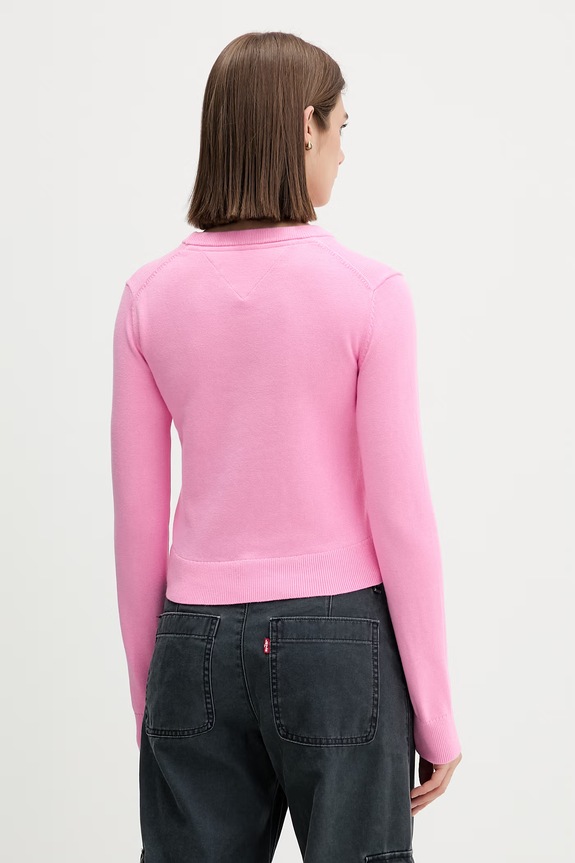Îmbrăcăminte Tommy Jeans pulover pentru femei din bumbac DW0DW22930 roz