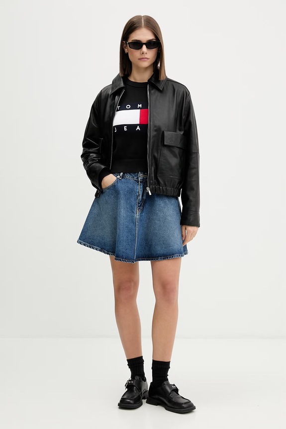 Tommy Jeans pulover pentru femei din bumbac DW0DW22930 negru AW26