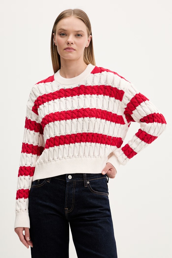 Tommy Jeans sweter damski bawełniany czerwony DW0DW22926